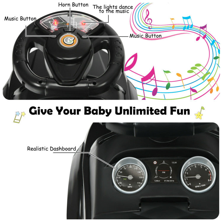 3-in-1 Ride-On Push Car Toddler Stroller with Music