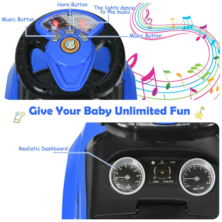 3-in-1 Ride-On Push Car Toddler Stroller with Music