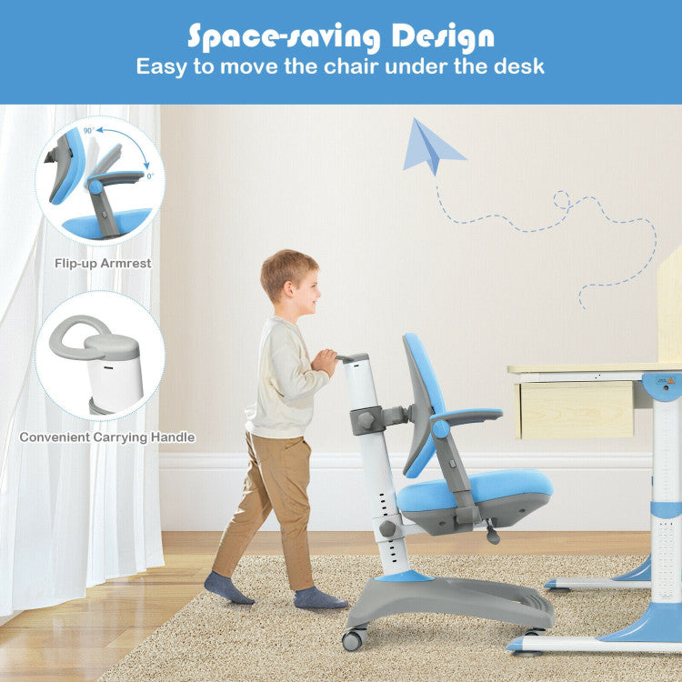 Kids Adjustable Height and Depth Desk Chair with Sit-Brake Casters