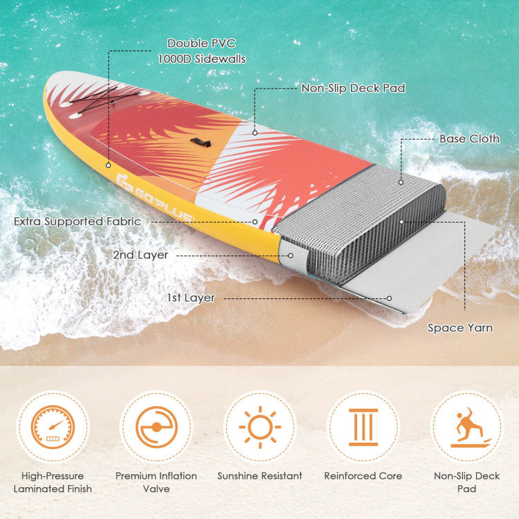 10.5ft Inflatable Stand-up Board With Aluminum Paddle Pump