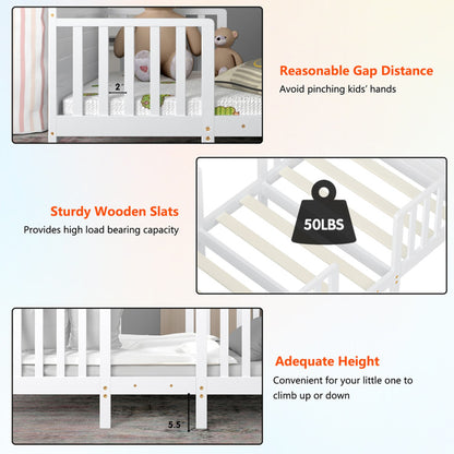 2-in-1 Convertible Toddler Bed with Four Guardrails