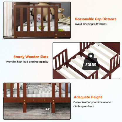 2-in-1 Convertible Toddler Bed with Four Guardrails