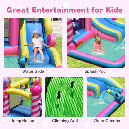 Sweet Candy Inflatable Bounce House with Water Slide and 480W Blower