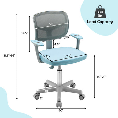 Adjustable Desk Chair with Auto-Brake Casters for Kids