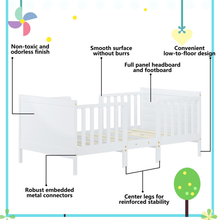 2-in-1 Convertible Toddler Bed with Four Guardrails
