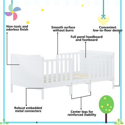 2-in-1 Convertible Toddler Bed with Four Guardrails