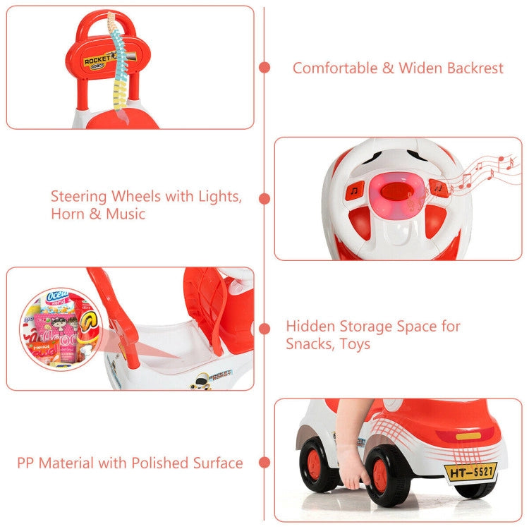 3-in-1 Baby Walker Sliding Pushing Car with Sound Function