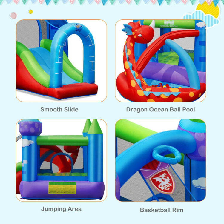 Kids Inflatable Bounce House Dragon Jumping Slide Bouncer Castle