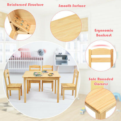 Kids 5-Piece Wooden Table and Chair Set