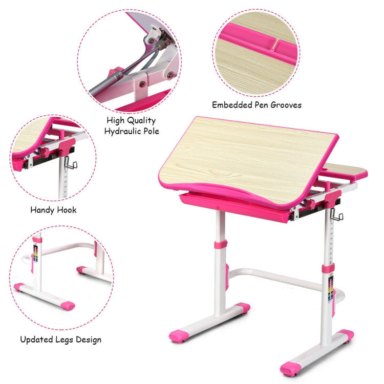 Height-Adjustable Kids Study Desk and Chair Set