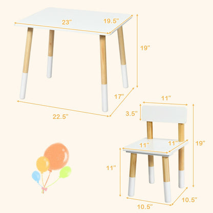 Kids Wooden Table and 2 Chairs Set
