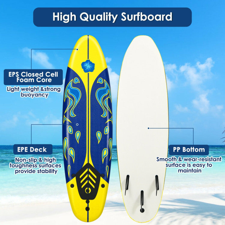 6ft Surfboard with 3 Detachable Fins
