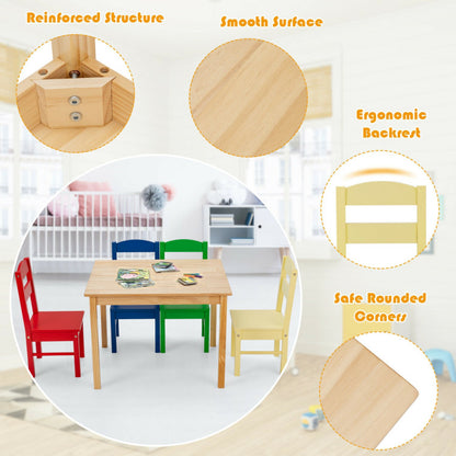 Kids 5-Piece Wooden Table and Chair Set