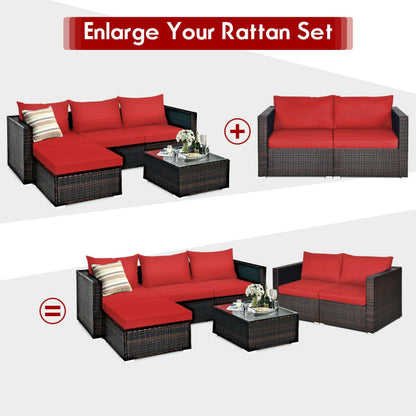 2 Piece Patio Rattan Sectional Conversation Sofa Set