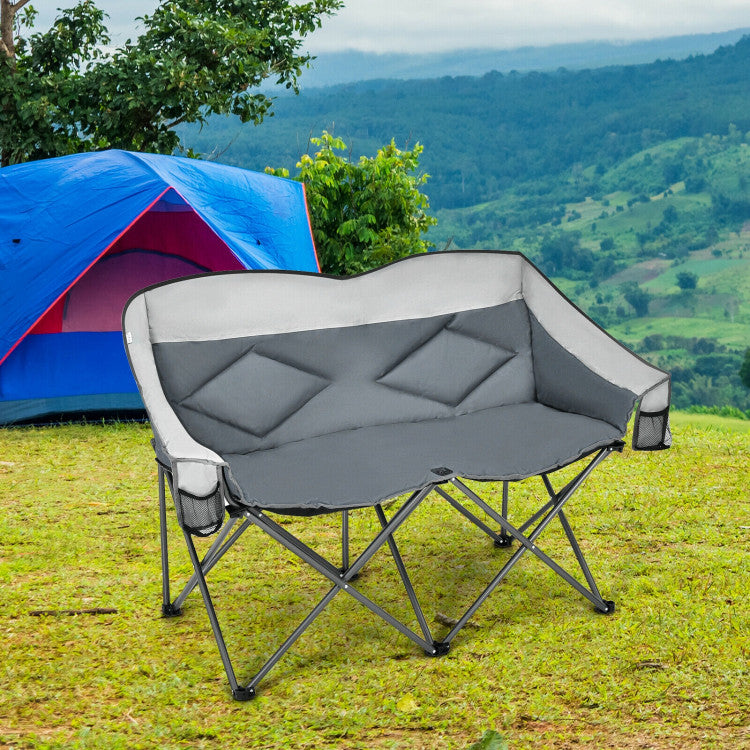 Folding Camping Chair with Bags and Padded Backrest