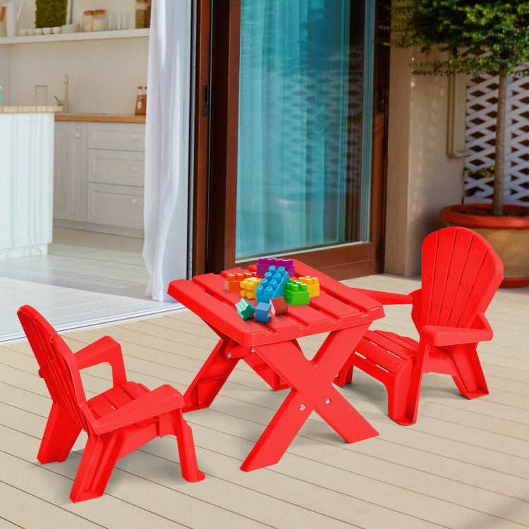 3-Piece Plastic Children's Play Table Chair Set