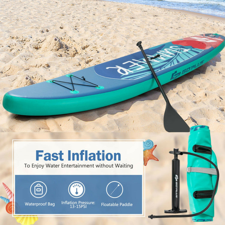 10 Feet Inflatable Stand-Up Paddle Board with Backpack Leash Aluminum Paddle