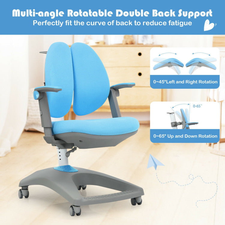 Kids Adjustable Height and Depth Desk Chair with Sit-Brake Casters