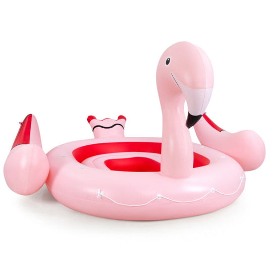 6-Person Inflatable Flamingo with 6 Cup Holders