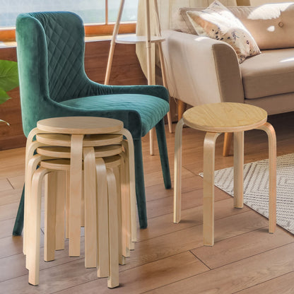 Set of 4 18-Inch Stackable Bentwood Dining Chairs with Round Top
