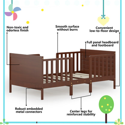 2-in-1 Convertible Toddler Bed with Four Guardrails