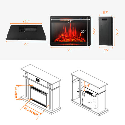 28-Inch Electric Freestanding and Recessed Fireplace with Remote