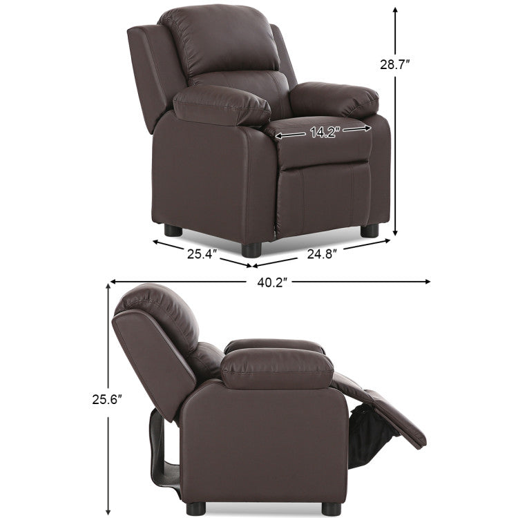 Kids Deluxe Headrest Recliner Sofa Chair with Storage Arms