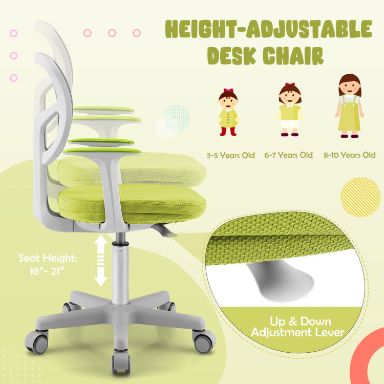 Adjustable Desk Chair with Auto-Brake Casters for Kids