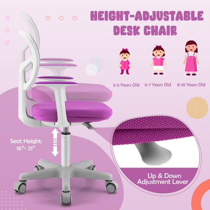 Adjustable Desk Chair with Auto-Brake Casters for Kids