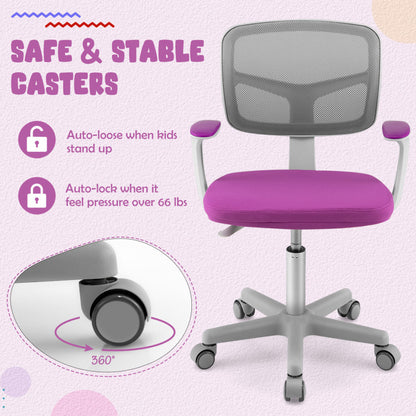 Adjustable Desk Chair with Auto-Brake Casters for Kids