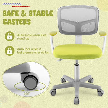 Adjustable Desk Chair with Auto-Brake Casters for Kids