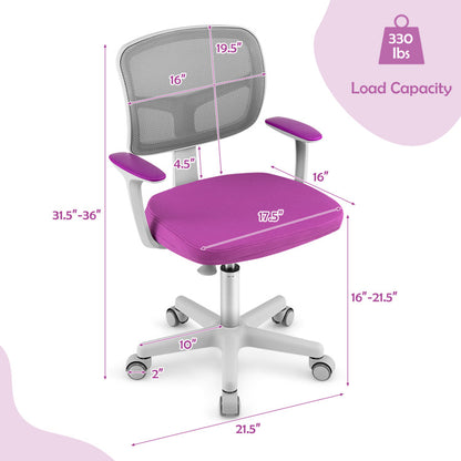 Adjustable Desk Chair with Auto-Brake Casters for Kids