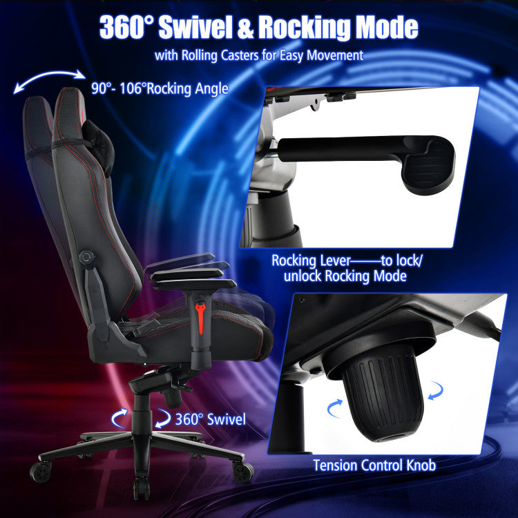 Adjustable Gaming Chair with Gas Lift 4D Armrest and Lumbar Support