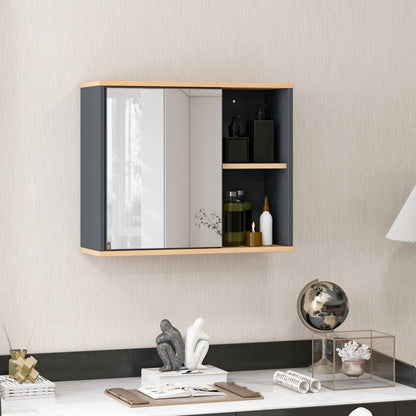 Bathroom Wall-Mounted Cabinet with Single Mirror Door and Adjustable Shelf