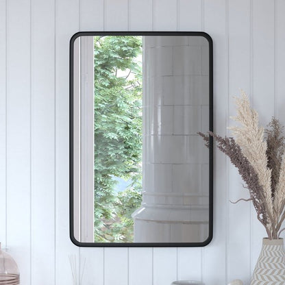 Black 20" x 30" Rectangle Metal Frame Wall Mirror