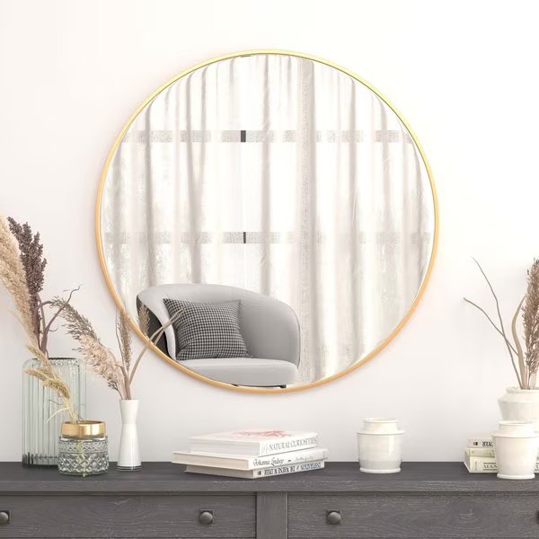 36" Round Metal Framed Accent Wall Mirror