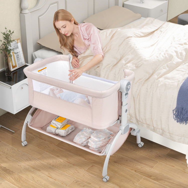 3-in-1 Baby Bassinet with Double-Lock Design and Adjustable Heights