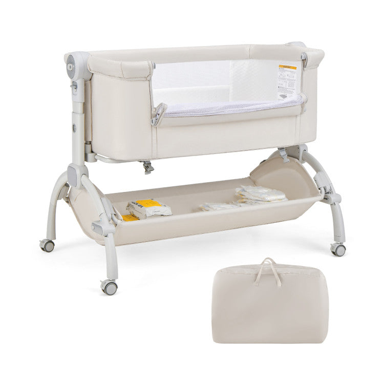 3-in-1 Baby Bassinet with Double-Lock Design and Adjustable Heights