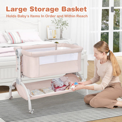 3-in-1 Baby Bassinet with Double-Lock Design and Adjustable Heights