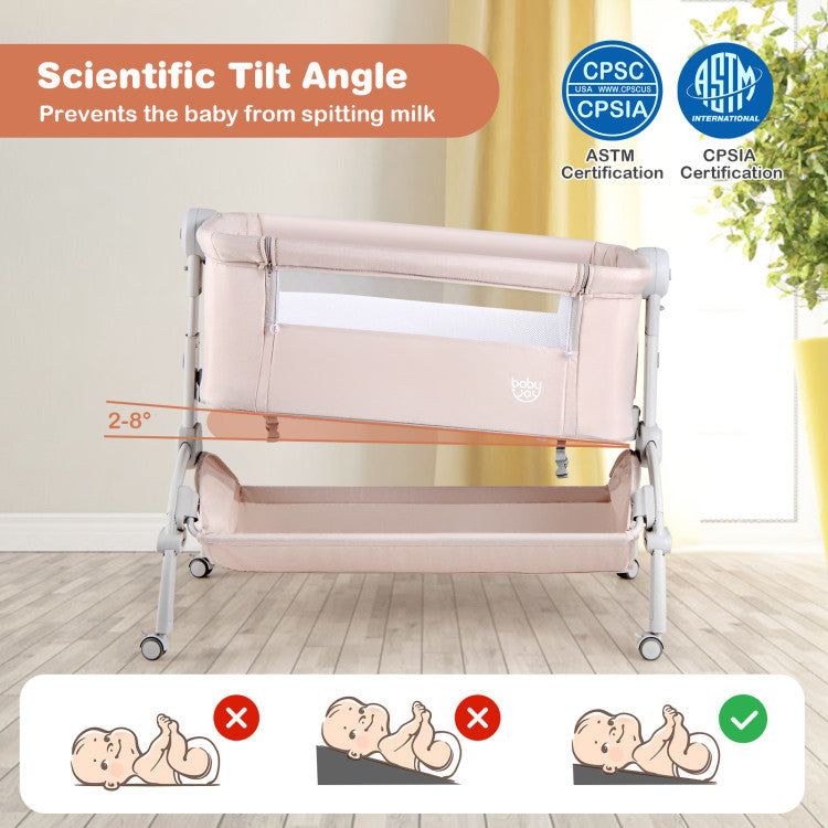 3-in-1 Baby Bassinet with Double-Lock Design and Adjustable Heights