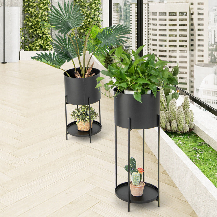 2 Metal Planter Pot Stands with Drainage Holes