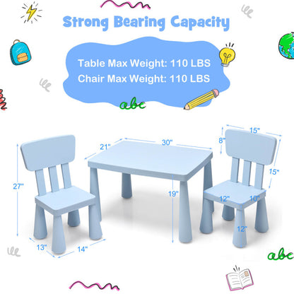 3 Piece Multifunctional Activity Kids Play Table and Chair Set
