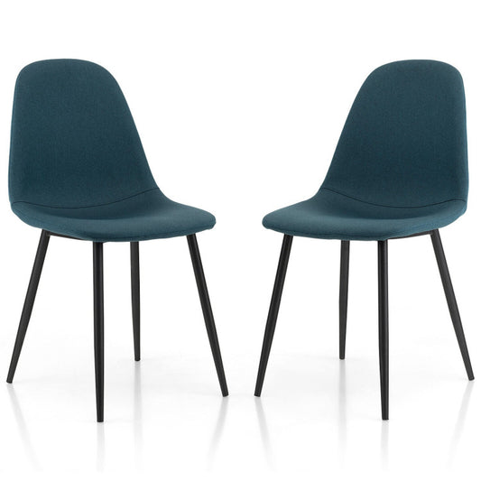 Dining Chair Set of 2 with Black Metal Legs