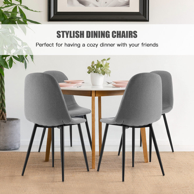 Dining Chair Set of 2 with Black Metal Legs