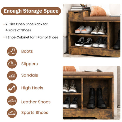 Entryway Storage Shoe Bench with 1 Storage Drawer and 3 Open Compartments