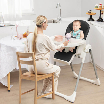 4-in-1 Foldable Baby High Chair with 7 Adjustable Heights and Free Toy Bar