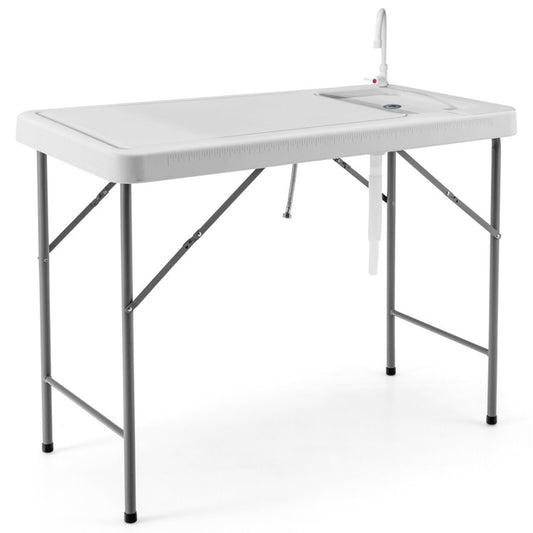 Folding Fish Cleaning Table with Sink and Faucet for Picnics