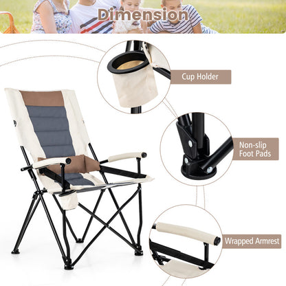 Folding Camping Chair with Cup Holder and Lumbar Pillow