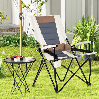 Folding Camping Chair with Cup Holder and Lumbar Pillow