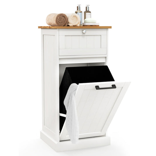 Freestanding Tilt-Out Laundry Cabinet with Basket
